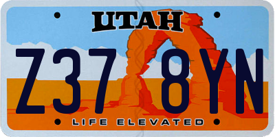 UT license plate Z378YN