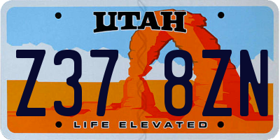 UT license plate Z378ZN