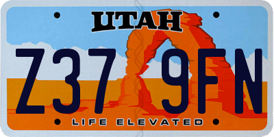 UT license plate Z379FN