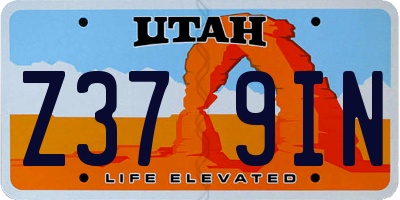 UT license plate Z379IN