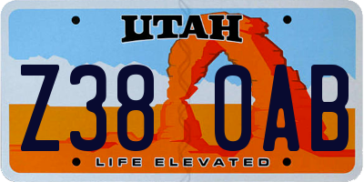 UT license plate Z380AB