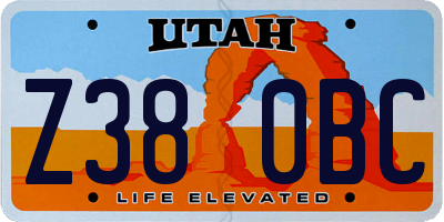 UT license plate Z380BC