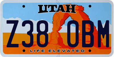 UT license plate Z380BM