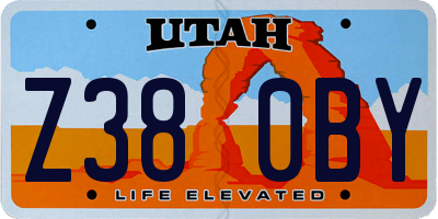 UT license plate Z380BY