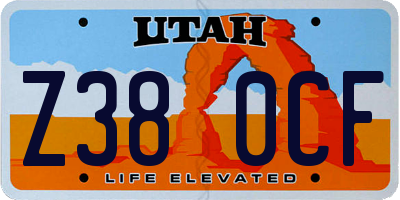 UT license plate Z380CF