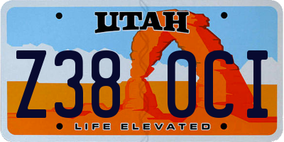 UT license plate Z380CI