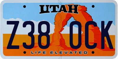 UT license plate Z380CK