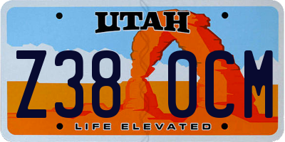 UT license plate Z380CM