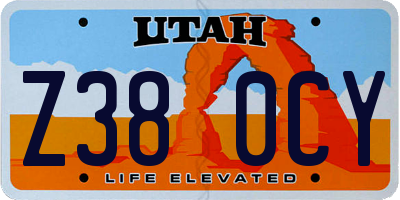 UT license plate Z380CY