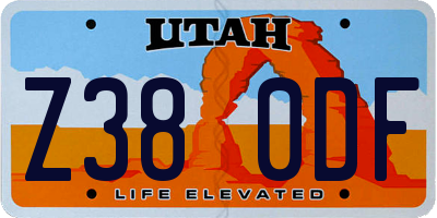 UT license plate Z380DF