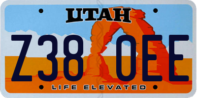 UT license plate Z380EE