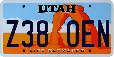 UT license plate Z380EN