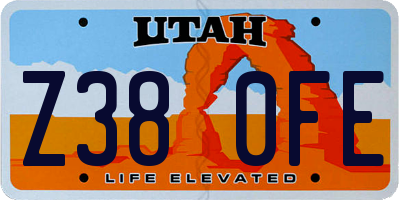 UT license plate Z380FE