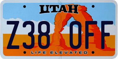 UT license plate Z380FF