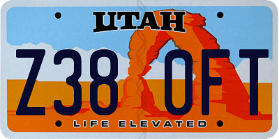 UT license plate Z380FT