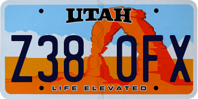 UT license plate Z380FX