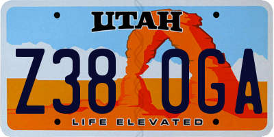UT license plate Z380GA