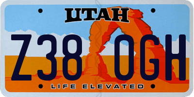 UT license plate Z380GH