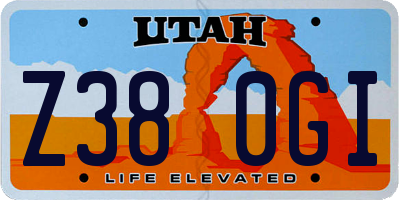 UT license plate Z380GI