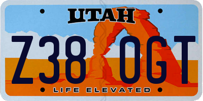 UT license plate Z380GT