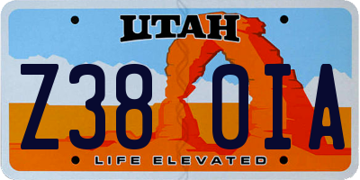 UT license plate Z380IA