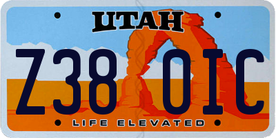 UT license plate Z380IC