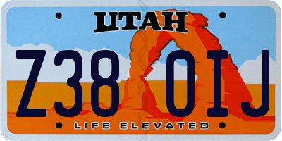 UT license plate Z380IJ