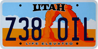 UT license plate Z380IL