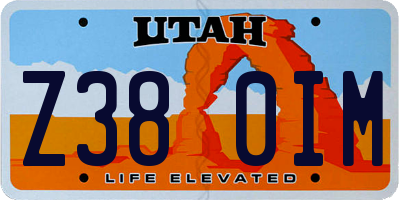 UT license plate Z380IM