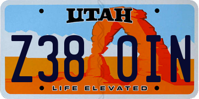 UT license plate Z380IN