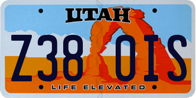 UT license plate Z380IS