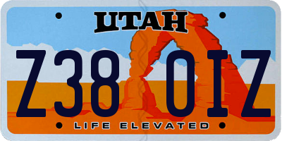 UT license plate Z380IZ