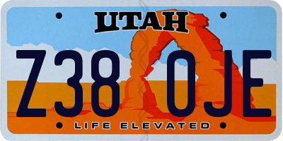 UT license plate Z380JE