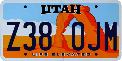 UT license plate Z380JM