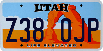 UT license plate Z380JP