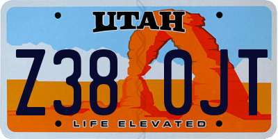 UT license plate Z380JT