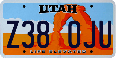 UT license plate Z380JU