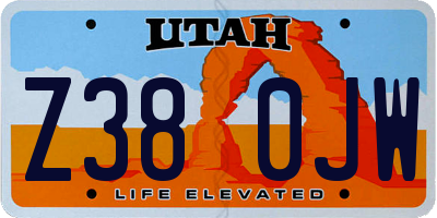 UT license plate Z380JW