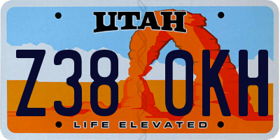 UT license plate Z380KH