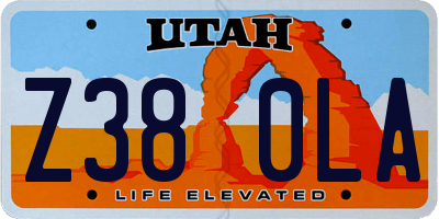 UT license plate Z380LA