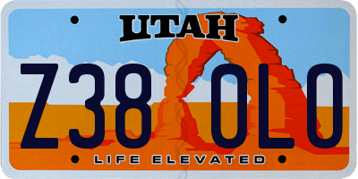 UT license plate Z380LO