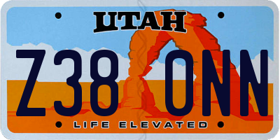 UT license plate Z380NN