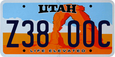 UT license plate Z380OC