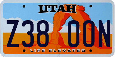 UT license plate Z380ON