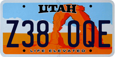 UT license plate Z380QE
