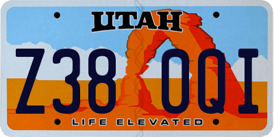 UT license plate Z380QI