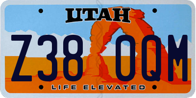 UT license plate Z380QM