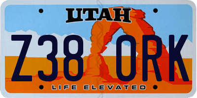 UT license plate Z380RK