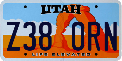 UT license plate Z380RN