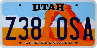 UT license plate Z380SA